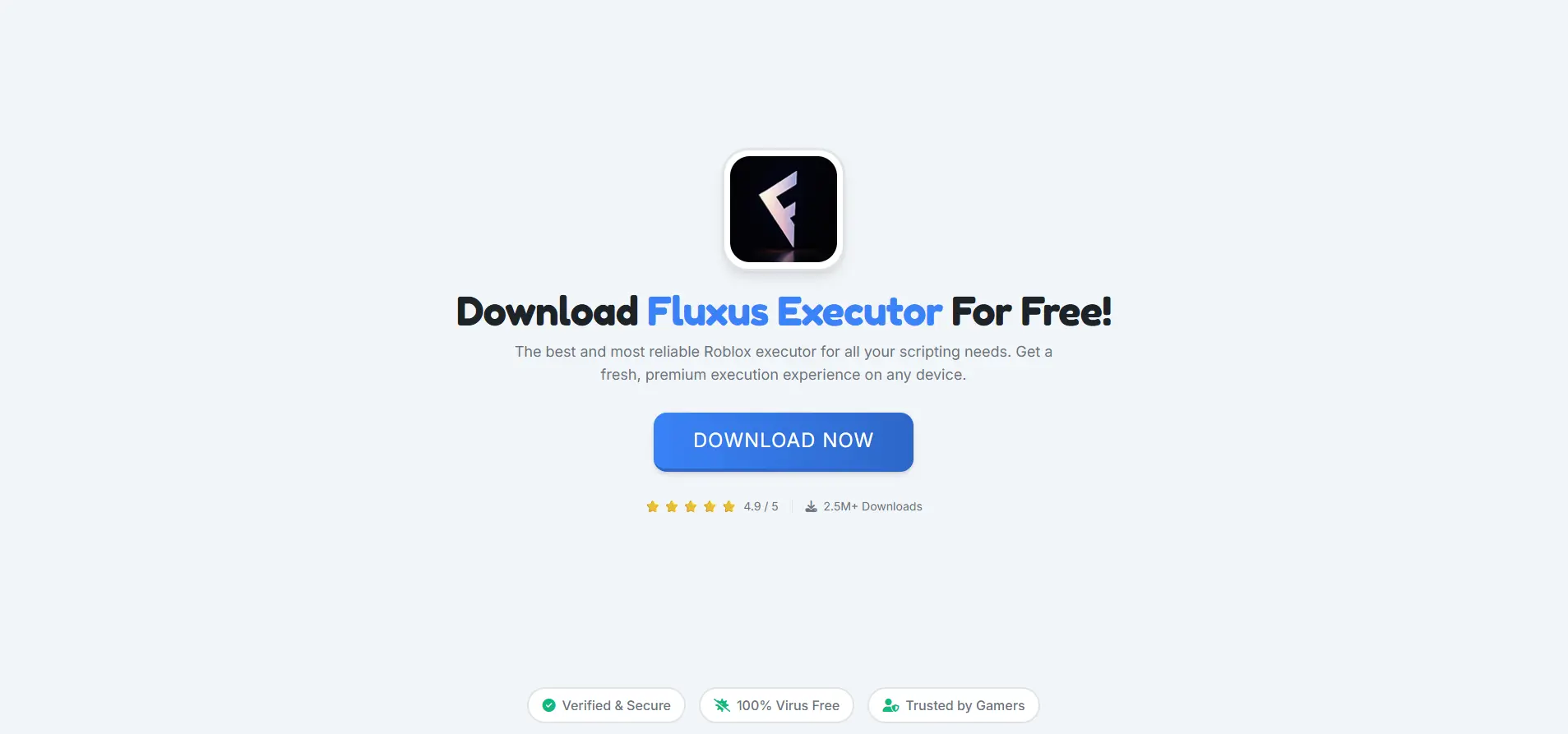 The clean and intuitive interface of the Fluxus Executor, showing the script editor and execution controls for Roblox on PC.